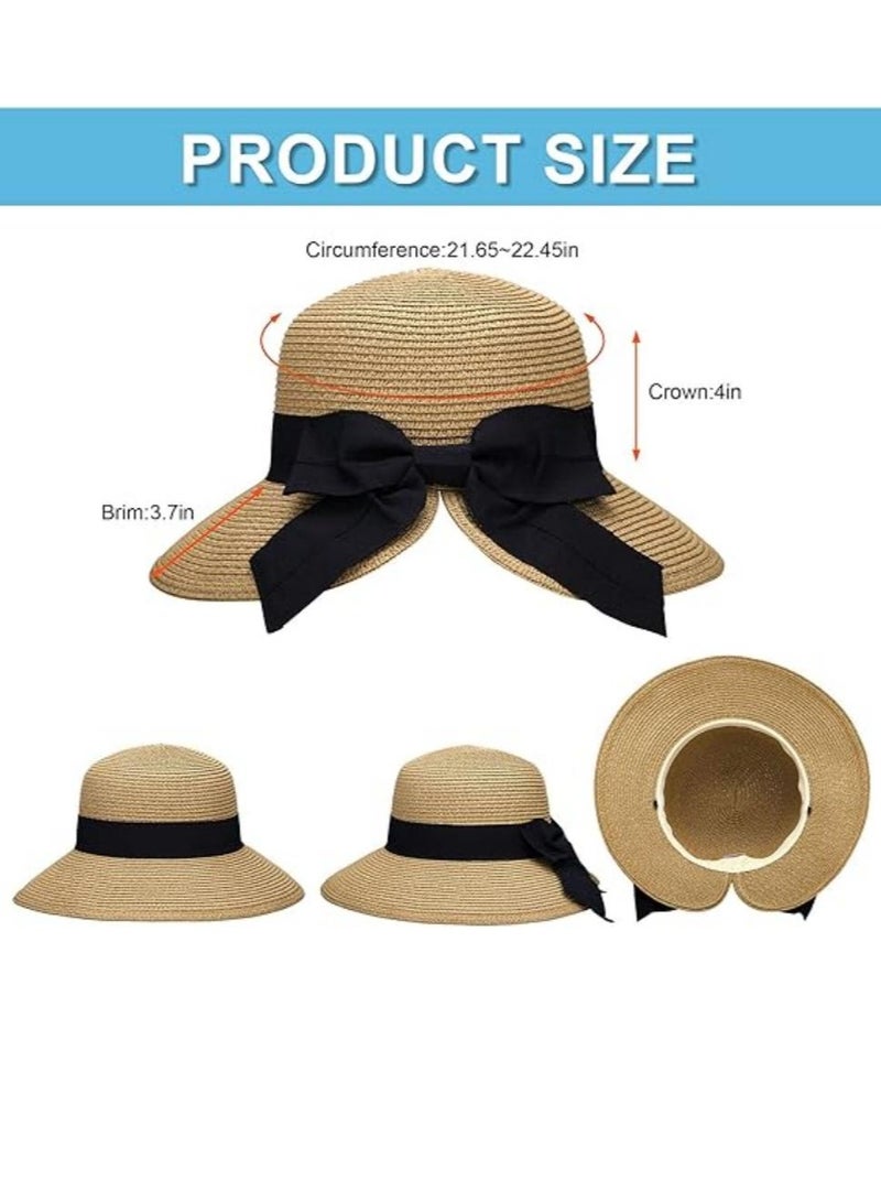 DUNISO Sun Hats for Women Women's Lightweight Foldable/Packable Beach Sun Hat With Black Bow Decoration On The Back - Image 4