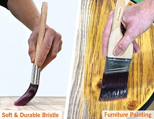 ROLLINGDOG 2 1/2 Inch (63.5mm) Angular Paint Brush with Ergonomic Well Balanced Claw Shaped Beech Wooden Handle, Easy Clean Premium Synthetic Filaments, Perfect for Cutting in and Other Detail Work - Image 4