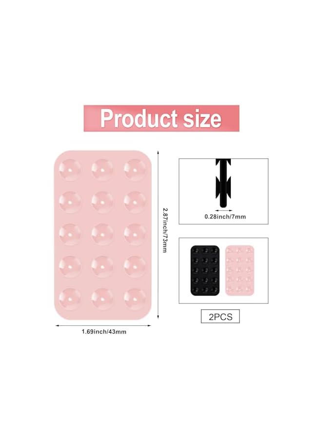Green Tiger 2 Pack Silicone Suction Phone Case, Double Sided Suction Cup, Anti-Slip Hands-Free Mobile Accessory Holder, Suitable for Videos and Selfies (Black, Light Pink) - Image 2