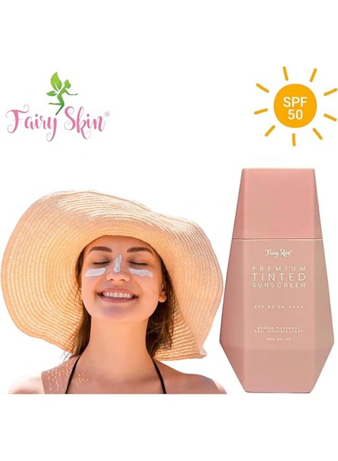 Fairy Skin Premium Tinted Sunscreen - SPF 50+ PA++++ Broad Spectrum Face Sunscreen with Natural Finish - Hydrating, Non-Greasy & Weightless Wear - Image 4