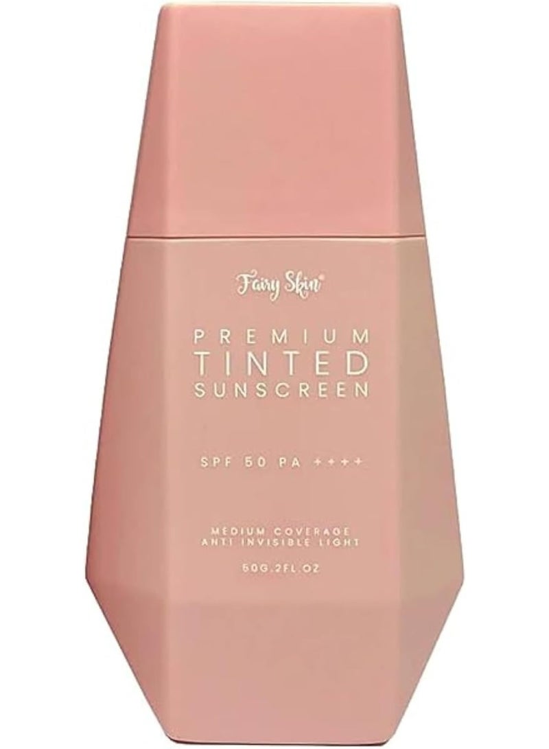 Fairy Skin Premium Tinted Sunscreen - SPF 50+ PA++++ Broad Spectrum Face Sunscreen with Natural Finish - Hydrating, Non-Greasy & Weightless Wear - Image 1