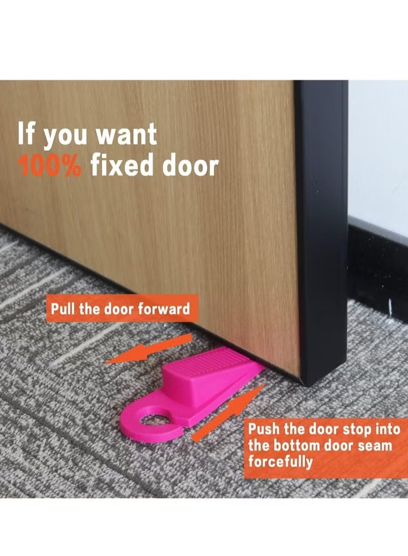 Sisily 2 Pack Rubber Hook Type Door Stoppers 1 Inch Thick Door Stop Works on All Floor Surfaces, Control The Size of The Door Gaps and Prevent The Lock-Outs (Blue/Pink) - Image 2