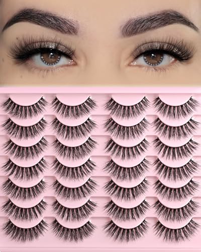 FARRED Natural Eyelashes Wispy Lashes Short False Eyelash Small Cat Eye Fake Lashes Full Pestañas Sets for MUA and Beginners Daily Makeup (F2 | 7-14mm) - Image 1