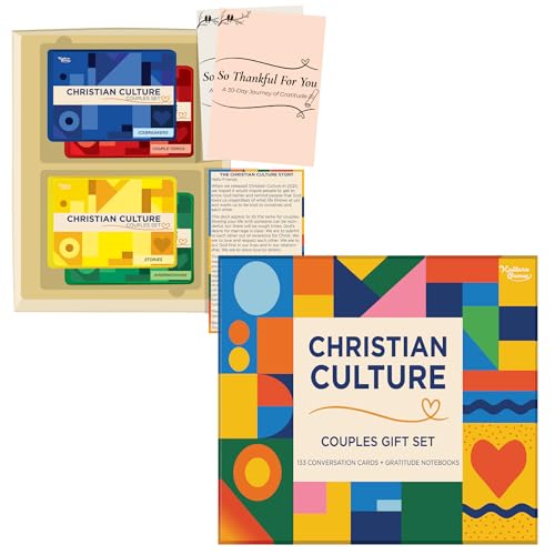 Kulture Games Christian Couples Gift Set 133 FaithBased Conversation Cards with 2 Gratitude Notebooks Date Night Adventures Couples Game for Adults Wedding Set - Image 1