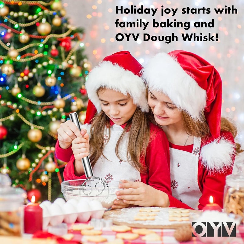 OYV 304 Stainless Steel Dough Whisk, Dishwasher Safe Danish Dough Whisk, Dutch Bread Whisk for Sourdough, Pizza, Pastry, Cake Batter, 12-inch Sourdough Tools - Image 4