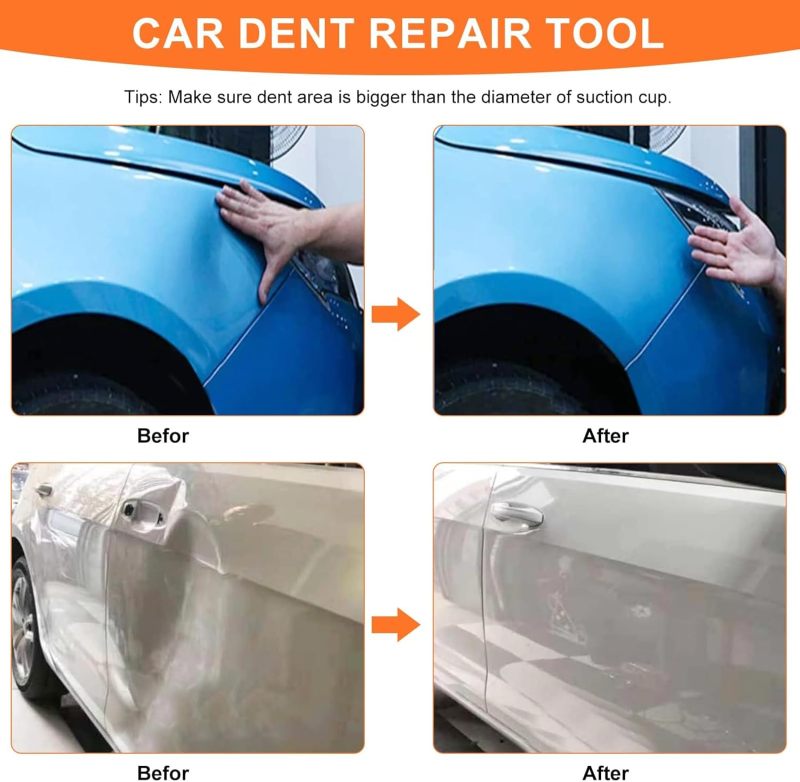 Dent Puller,Car Dent Puller,3 Pack Handle Lifter,Powerful Car Dent Remover,Suction Cup Dent Puller and Paintless Dent Repair Kit for Car Body Dent 5.4in - Image 5