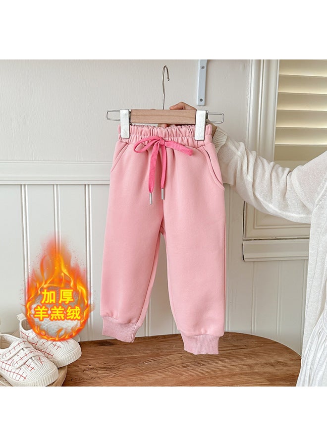 Children's Autumn And Winter Sweatpants New Loose And Versatile Casual Sports Pants For Boys And Girls Baby Fleece-lined Long Pants