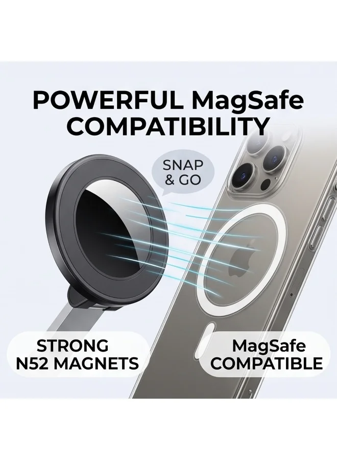 Mobcos  Ultra-Versatile Alloy Magnetic Car Phone Holder with Strong N52 Magnets, 360° Rotation & Adjustable Dual-Joint Arm, MagSafe Compatible Dashboard Mount  | Best Price UAE