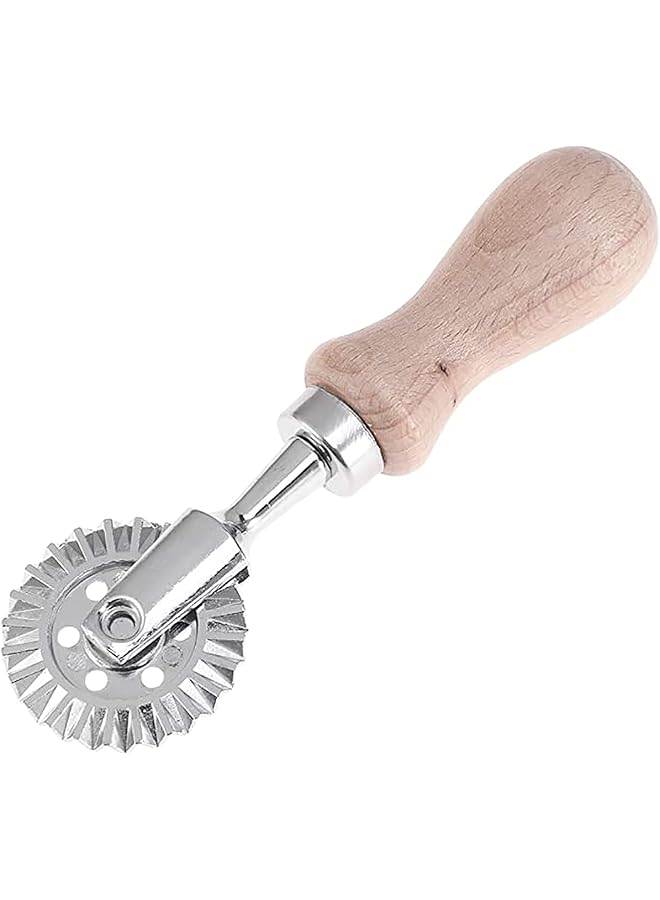 S-TOP Pastry and Pasta Cutter Wheel, Stainless Steel Biscuit Mold Cookie Cutter Lace-up Embossed Baking Tool Dessert Pastry Mold with Wooden Handle - Image 1