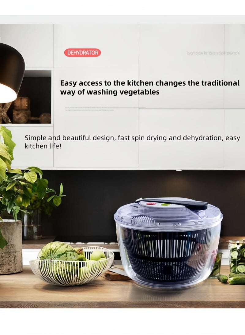 nihao - Salad Spinner Large Lettuce Spinner Kitchen Gadgets, Large Salad Spinner,One-Handed Handle Easy Press Super High Efficiency for Home Kitchen Washing & Drying Leafy Vegetables - 5L - Image 1