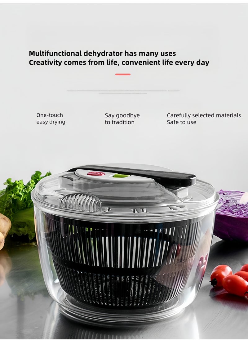 nihao - Salad Spinner Large Lettuce Spinner Kitchen Gadgets, Large Salad Spinner,One-Handed Handle Easy Press Super High Efficiency for Home Kitchen Washing & Drying Leafy Vegetables - 5L - Image 1
