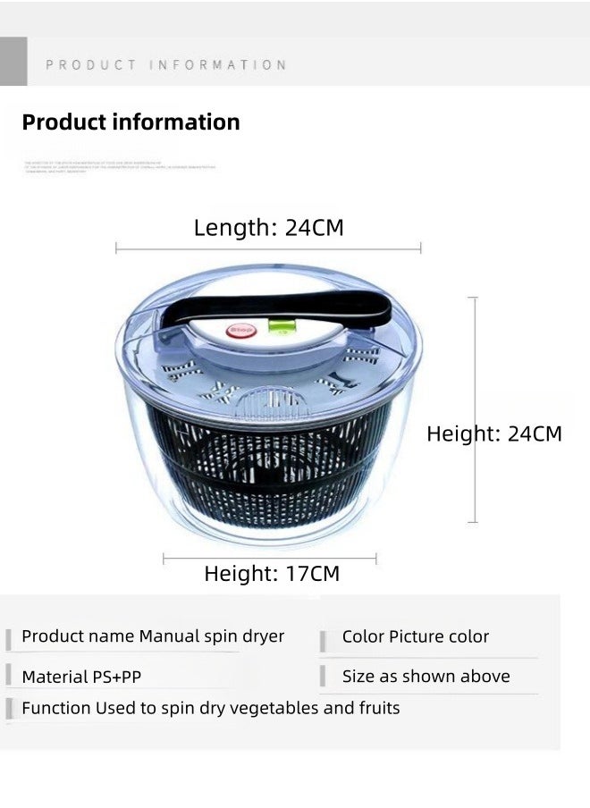 nihao - Salad Spinner Large Lettuce Spinner Kitchen Gadgets, Large Salad Spinner,One-Handed Handle Easy Press Super High Efficiency for Home Kitchen Washing & Drying Leafy Vegetables - 5L - Image 1