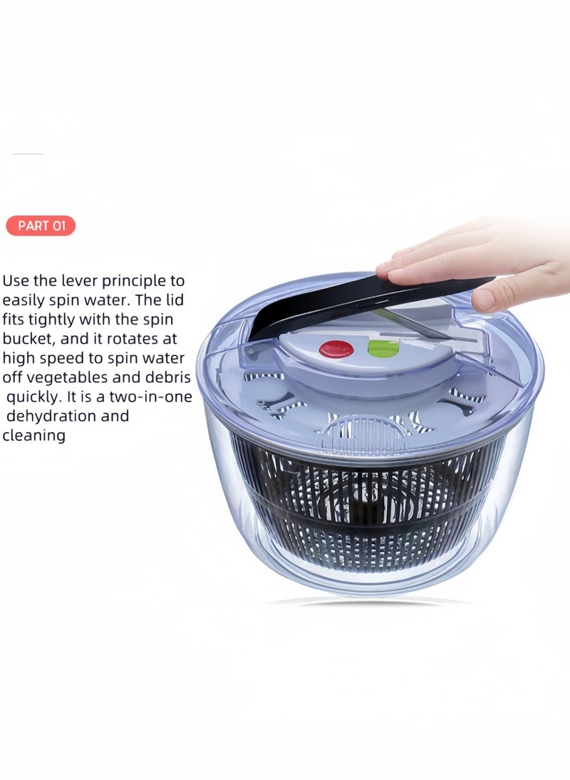 nihao - Salad Spinner Large Lettuce Spinner Kitchen Gadgets, Large Salad Spinner,One-Handed Handle Easy Press Super High Efficiency for Home Kitchen Washing & Drying Leafy Vegetables - 5L - Image 1