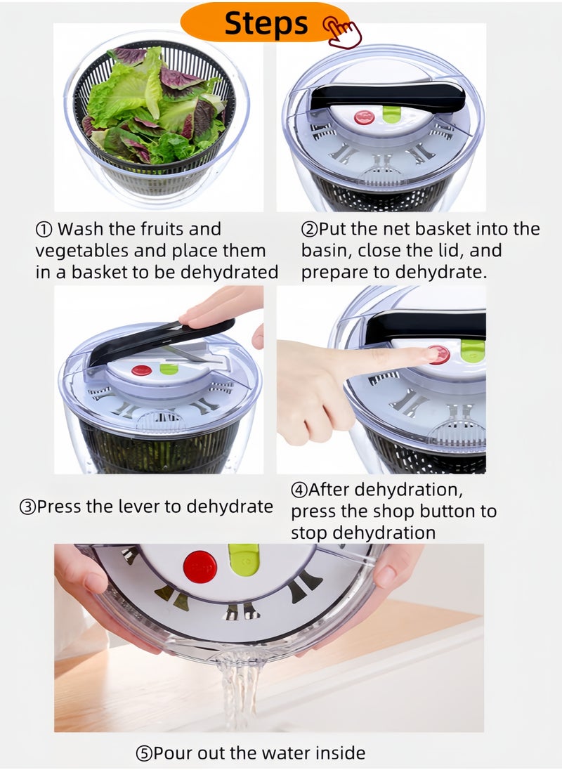nihao - Salad Spinner Large Lettuce Spinner Kitchen Gadgets, Large Salad Spinner,One-Handed Handle Easy Press Super High Efficiency for Home Kitchen Washing & Drying Leafy Vegetables - 5L - Image 1