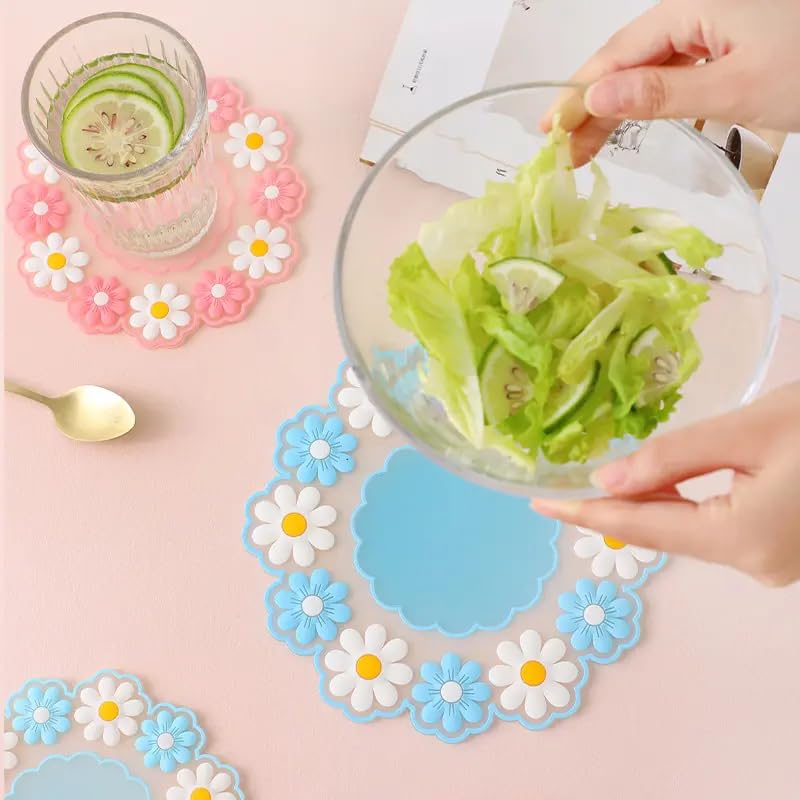 Puno Silicone Hot Pot Holder/Hot Mat/Dining Table mat(3 Set) S-9cm,M-15cm,L-19cm) mat Finish Trivet (Pack of 3) - Image 2