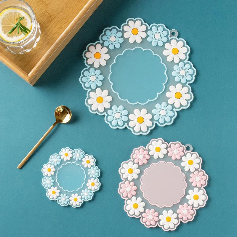 Puno Silicone Hot Pot Holder/Hot Mat/Dining Table mat(3 Set) S-9cm,M-15cm,L-19cm) mat Finish Trivet (Pack of 3) - Image 5