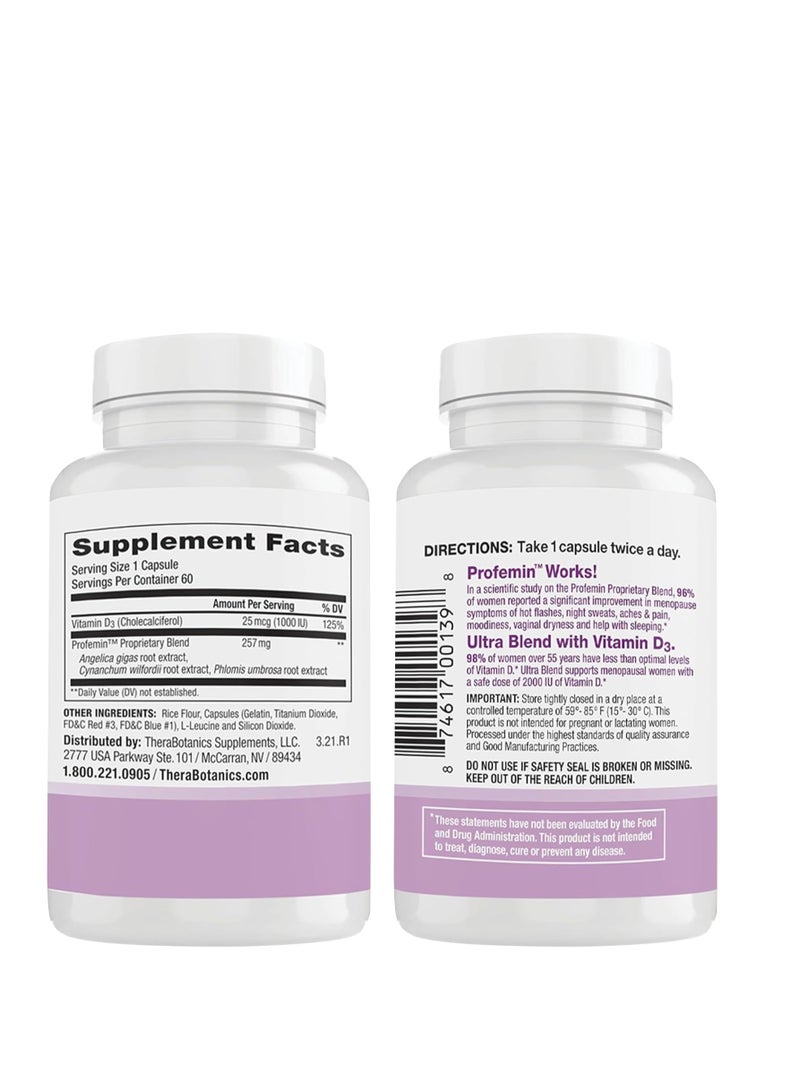 Thera Botanics Ultra Menopause Supplements for Women - Clinically Tested Safe Natural Formula for Night Sweats, Cold Sweats, Moodiness, Hot Flashes - 60 Count - Image 2