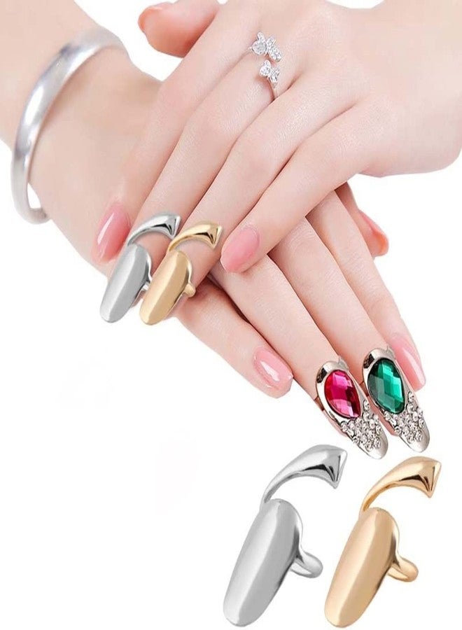 UPSTORE 6Pcs Finger Nail Ring Nail Cap Cover Tip Rings Opening Art Charm Protect Fingernail Accessories for Women Girls - Image 4