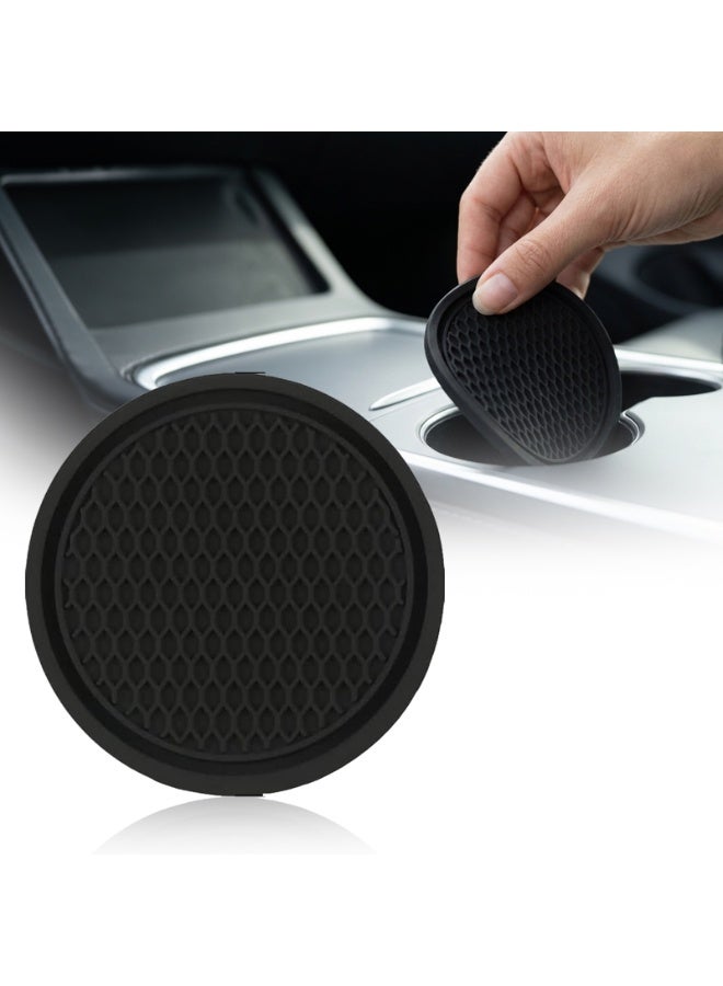 Toby's Toby’s Car Cup Holder Coaster, Silicone Cup Holder Insert, Universal Non-Slip Cup Holders, Car Accessories Interior (2Pcs) Black - Image 2