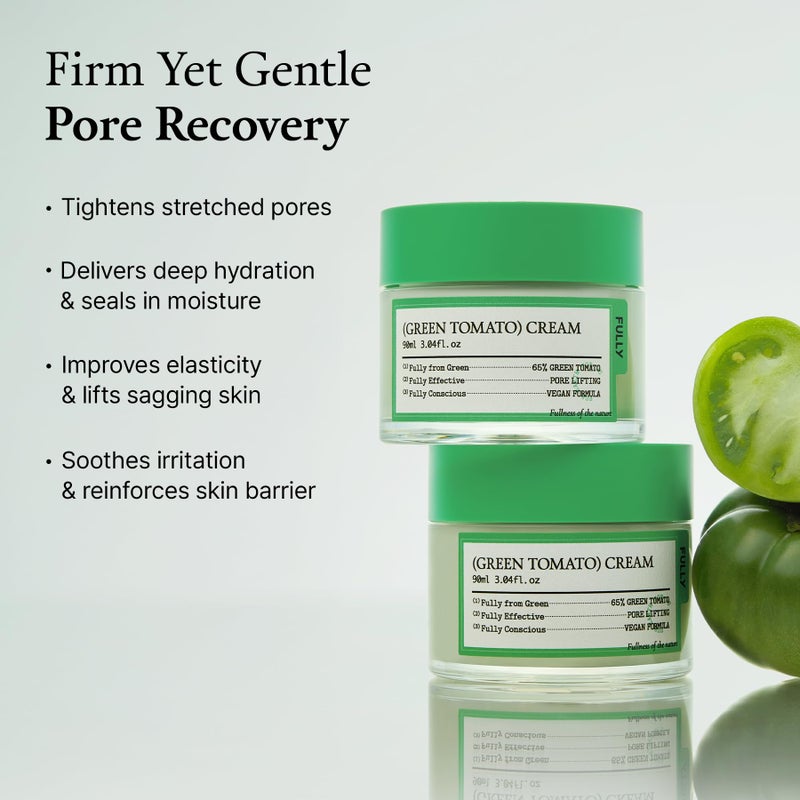FULLY Green Tomato Facial Cream, Pore Lifting with 65% Green Tomato Extract and Vitamin C, Facial Moisturizer for Hydration and Elastcity, Fragrance Free, Vegan & Dermatologically Tested, 3.04 fl,oz - Image 3