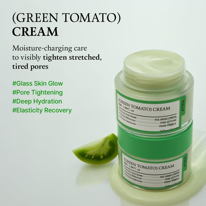 FULLY Green Tomato Facial Cream, Pore Lifting with 65% Green Tomato Extract and Vitamin C, Facial Moisturizer for Hydration and Elastcity, Fragrance Free, Vegan & Dermatologically Tested, 3.04 fl,oz - Image 2