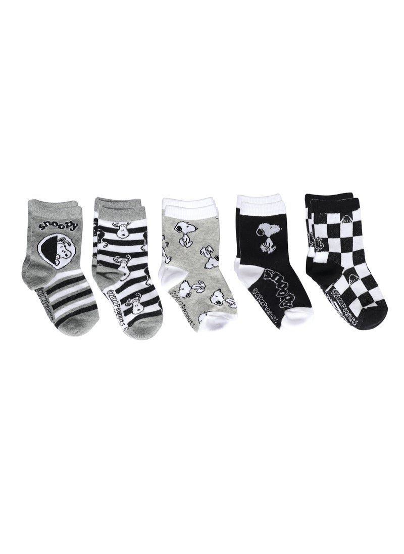 Peanuts The peanuts Snoopy  Socks, Ankle Crew Socks for Kids (5 to 8 Years), Pack of 5 socks  - Image 1