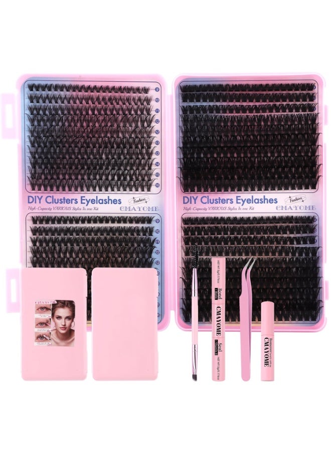 CMAYOME Lash Clusters Kit,  10D 20D 30D 40D Lash Extension Kit with Lash Bond and Seal, 560Pcs Individual Lash Clusters with Lash Tweezers, Lash Remover and Eyelash Brush - Image 1