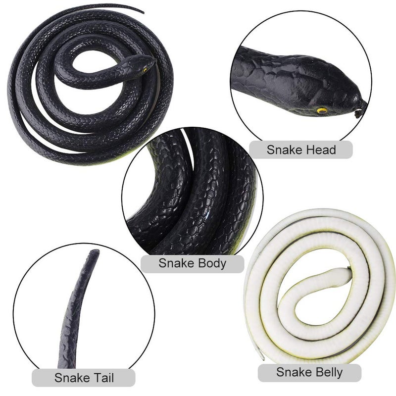 ONESING 22 Pcs Fake Snake Rubber Snakes Realistic Snake 18-48 Inch Halloween Black Snake for Garden Props to Scare Birds, Squirrels, Mice, Pranks Stuff, Easter Gift - Image 4