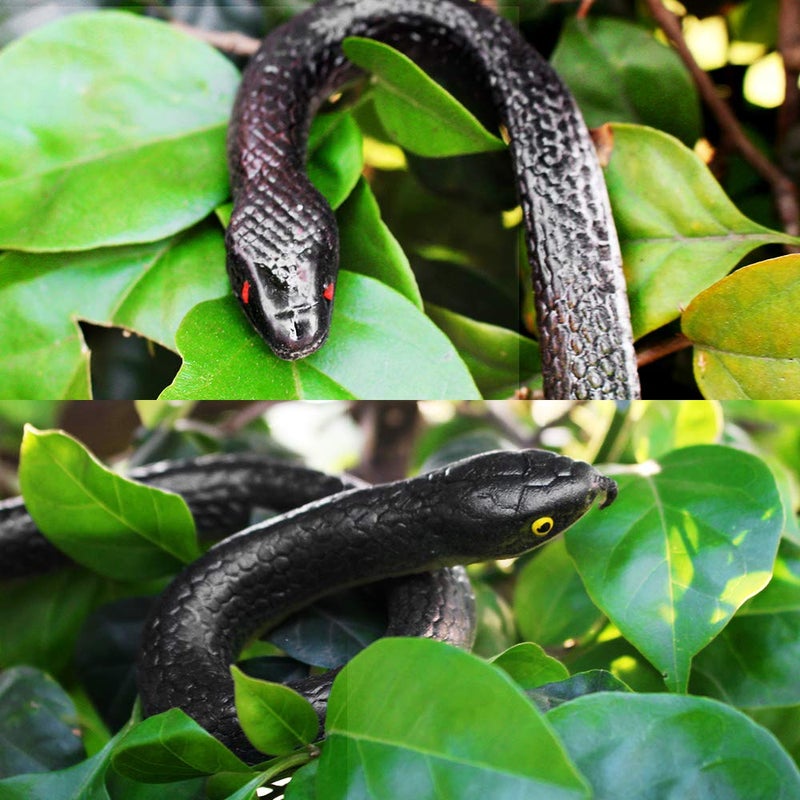 ONESING 22 Pcs Fake Snake Rubber Snakes Realistic Snake 18-48 Inch Halloween Black Snake for Garden Props to Scare Birds, Squirrels, Mice, Pranks Stuff, Easter Gift - Image 3