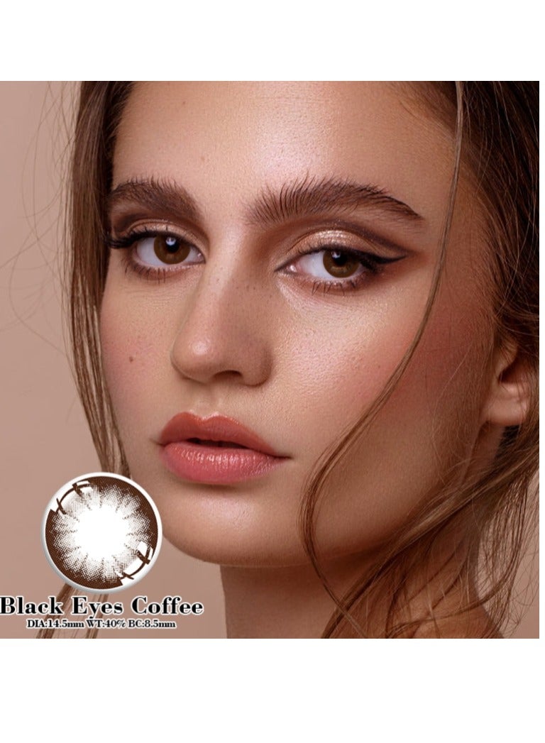 KSSEYE Baby Doll Coffee Black Eyes Coffer Yearly Colored Prescription Contact Lenses, Unisex Cosmetic Contact Lenses, Enlargement Collection With Case  - Image 2