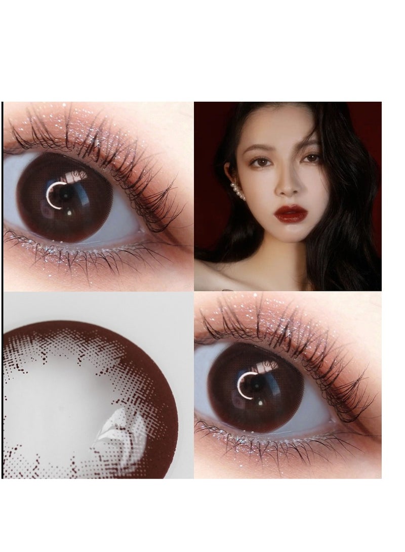 KSSEYE Baby Doll Coffee Black Eyes Coffer Yearly Colored Prescription Contact Lenses, Unisex Cosmetic Contact Lenses, Enlargement Collection With Case  - Image 3