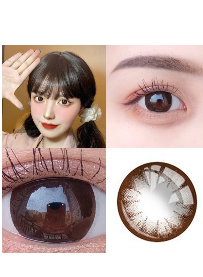 KSSEYE Baby Doll Coffee Black Eyes Coffer Yearly Colored Prescription Contact Lenses, Unisex Cosmetic Contact Lenses, Enlargement Collection With Case  - Image 4