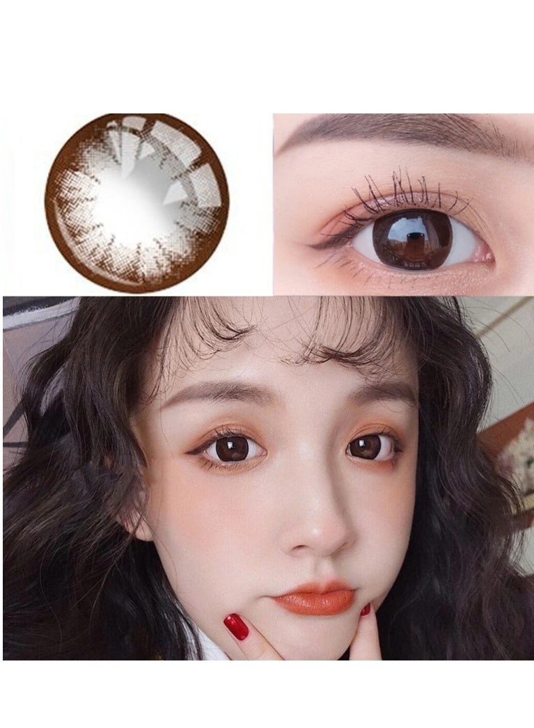KSSEYE Baby Doll Coffee Black Eyes Coffer Yearly Colored Prescription Contact Lenses, Unisex Cosmetic Contact Lenses, Enlargement Collection With Case  - Image 5