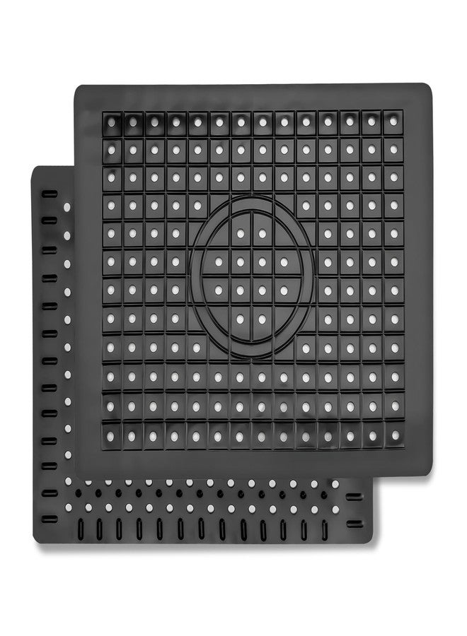 WILLKOMMEN 2 Pack Kitchen Sink Mat, 12'' x 10" Dish Drying Mat for kitchen Counter, Durable Rubber Dish Draining Mat, Grid Sink Mat, Square Black - Image 1