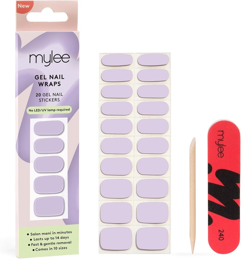 Mylee Gel Nail Wraps Quite Delightful 10 PreCured Gel Stickers for Instant Mani No Lamp Needed ChipResistant Glossy Finish Lasts Up to 14 Days Easy to Apply Vegan CrueltyFree