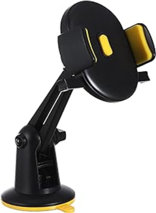 OR Car Phone Holder JS-046 2in1 for Dashboard/Windshield with 360° Rotation, Arms Height adjustable Stable fits all smartphones - Yellow