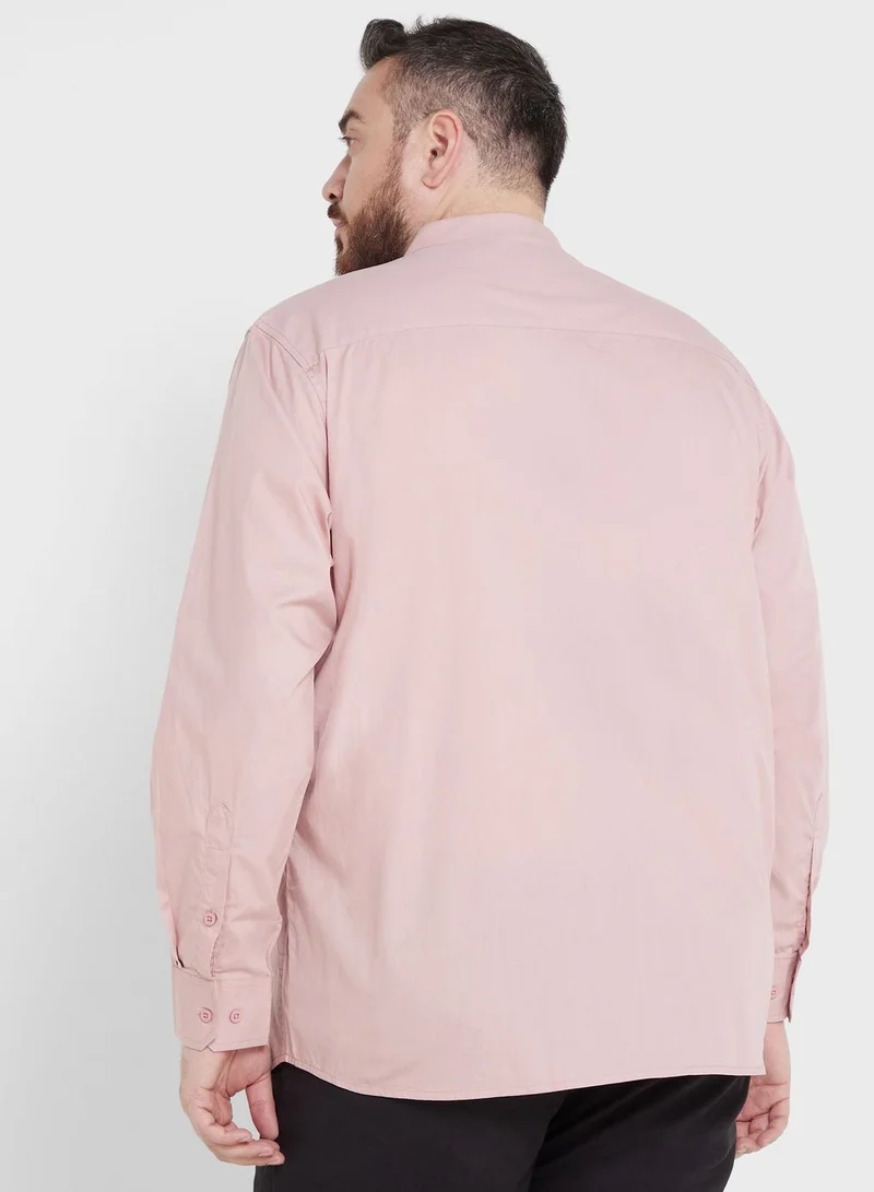 توماس سكوت قميص توماس سكوت قطن كاجوال بقصة ضيقة وياقة ماندرين مقاس كبير