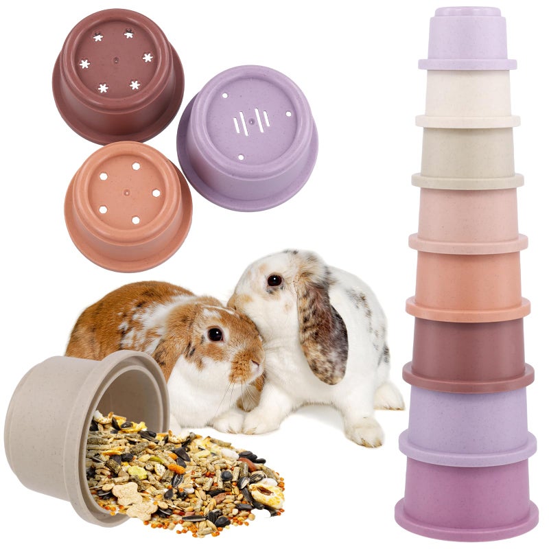 XIHIRCD 8pcs Stacking Cups for Rabbits, Multi-Colored Bunny Stacking Cups Plastic 8 Sizes Reusable Nesting Rabbit Toys for Rabbits Guinea Pig Small Animals Hiding Food and Playing - Image 1