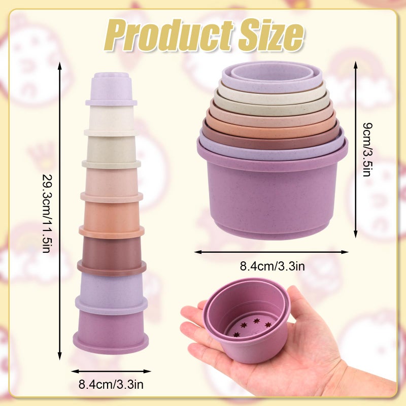 XIHIRCD 8pcs Stacking Cups for Rabbits, Multi-Colored Bunny Stacking Cups Plastic 8 Sizes Reusable Nesting Rabbit Toys for Rabbits Guinea Pig Small Animals Hiding Food and Playing - Image 2