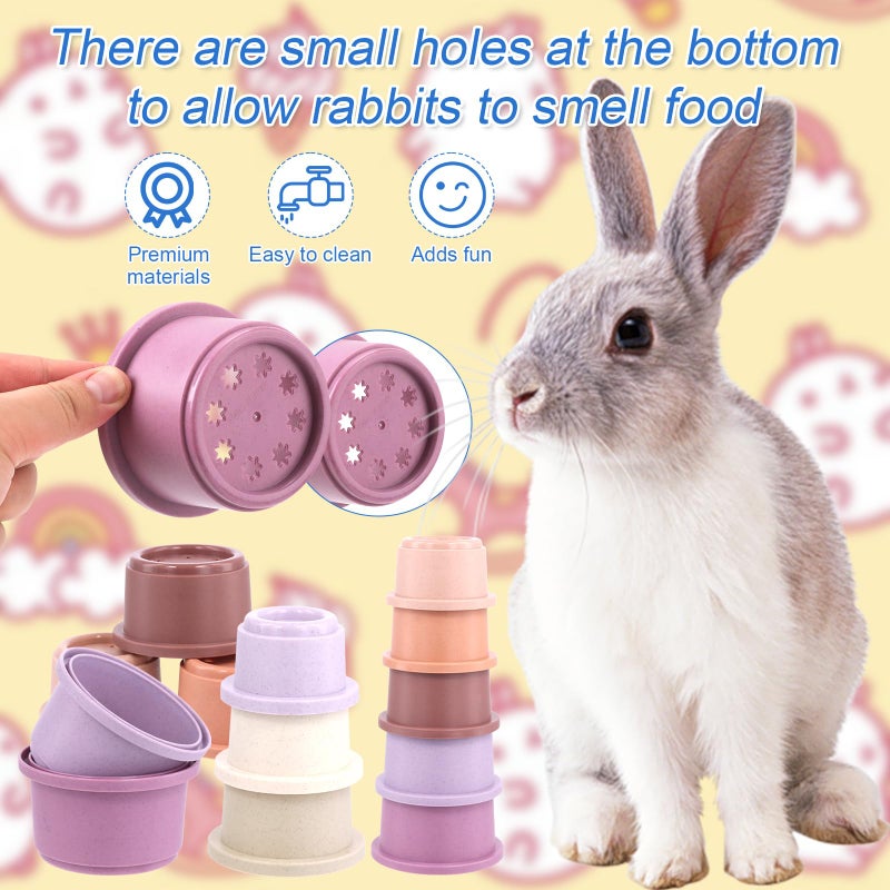 XIHIRCD 8pcs Stacking Cups for Rabbits, Multi-Colored Bunny Stacking Cups Plastic 8 Sizes Reusable Nesting Rabbit Toys for Rabbits Guinea Pig Small Animals Hiding Food and Playing - Image 4