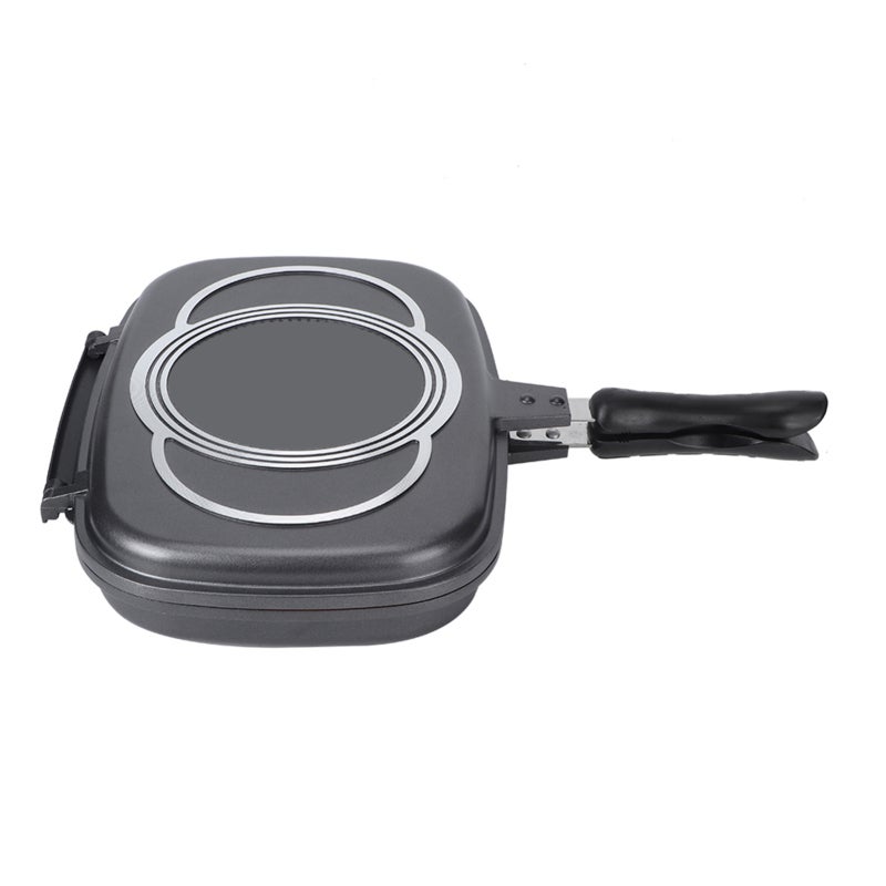 Double Sided Frying Pan: Cast Aluminum Body, Anti Scalding Handle - Silica Sealing Ring, 4000Gs Magnetic Lock Device Pressure Cooker Style Cookware for Home Outdoor Party Barbecue Stove Use - Image 4