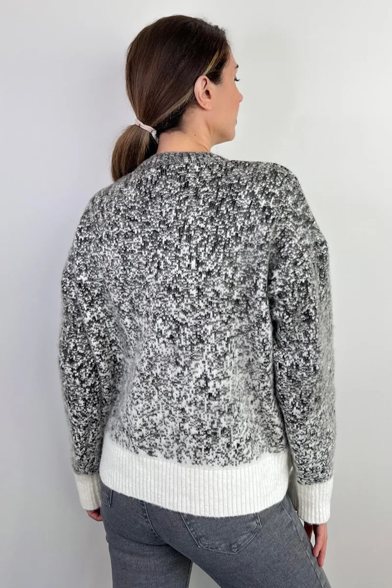 Ritnice Women's Snowy Furry Smoked Cream Stone Sweater