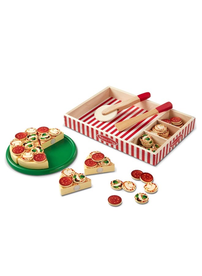 Melissa & Doug مجموعة ألعاب بيتزا ملبس ودوج الخشبية - Image 2