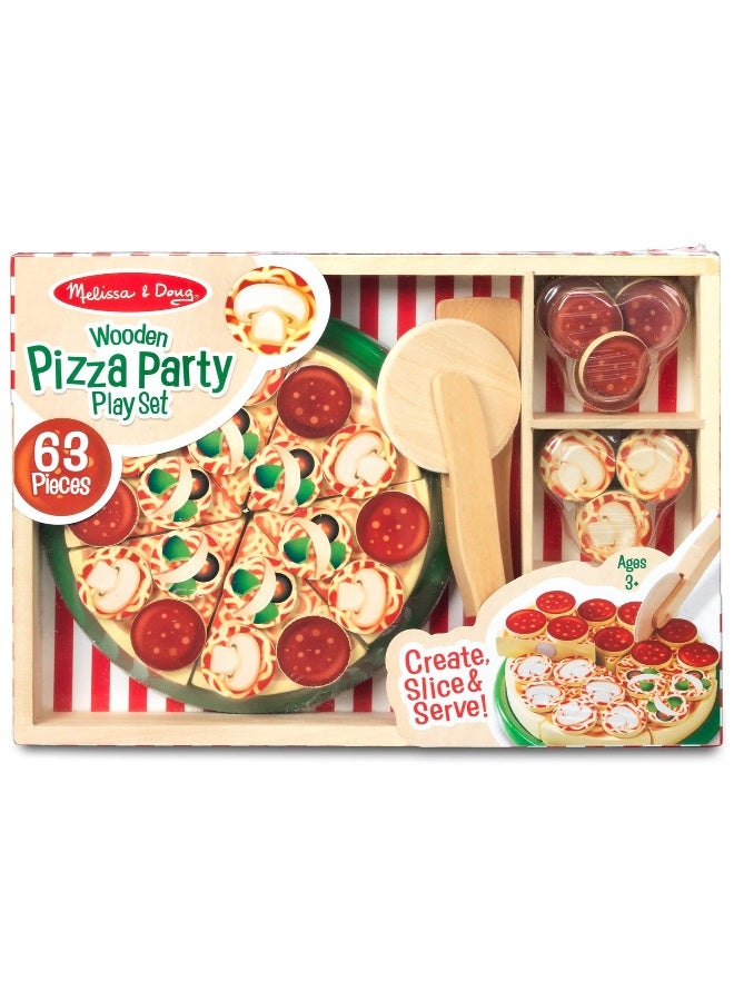 Melissa & Doug مجموعة ألعاب بيتزا ملبس ودوج الخشبية - Image 1
