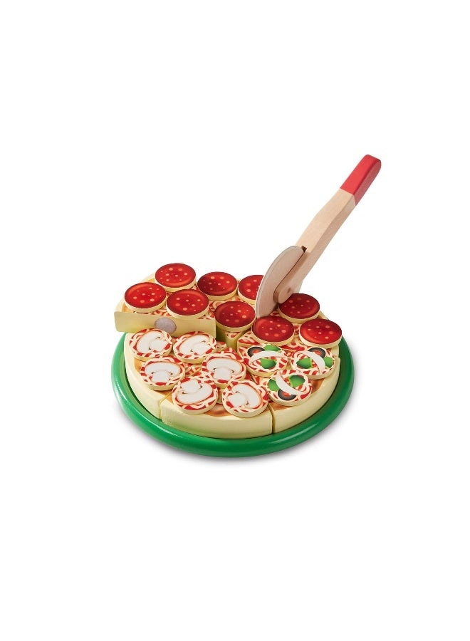 Melissa & Doug مجموعة ألعاب بيتزا ملبس ودوج الخشبية - Image 3