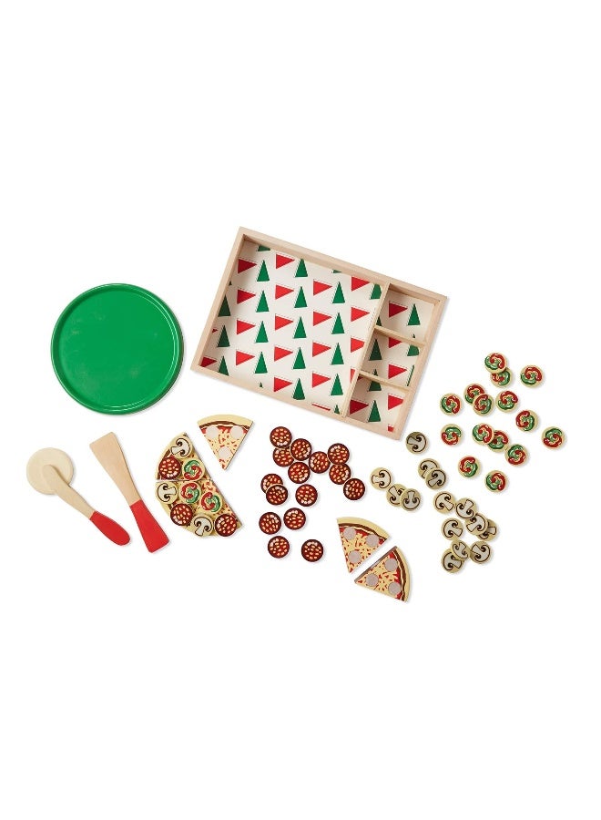 Melissa & Doug مجموعة ألعاب بيتزا ملبس ودوج الخشبية - Image 5