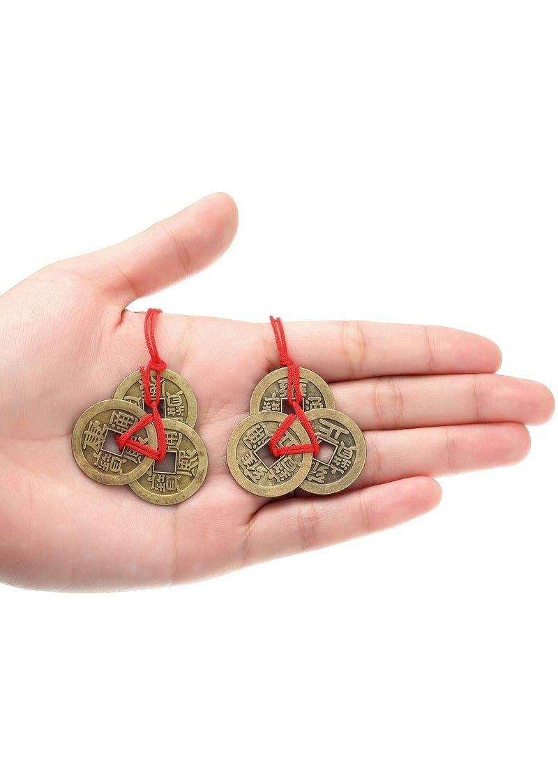 Chinese Fortune Coins Feng Shui Coins Lucky Coins I Ching Coins Traditional Red String Fortune Coins Chinese Ancient Coins Chinese New Year Fortune, Good Luck and Success (Set of 25, 1 Inch) - Image 2