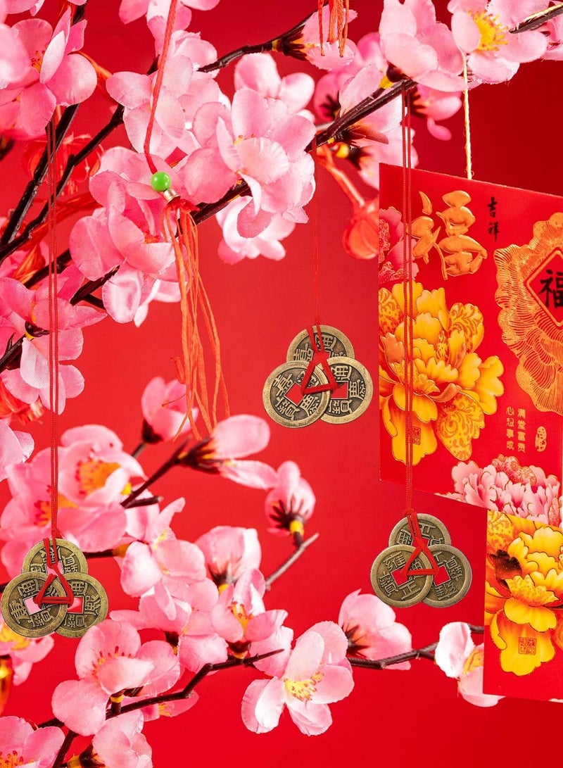 Chinese Fortune Coins Feng Shui Coins Lucky Coins I Ching Coins Traditional Red String Fortune Coins Chinese Ancient Coins Chinese New Year Fortune, Good Luck and Success (Set of 25, 1 Inch) - Image 4