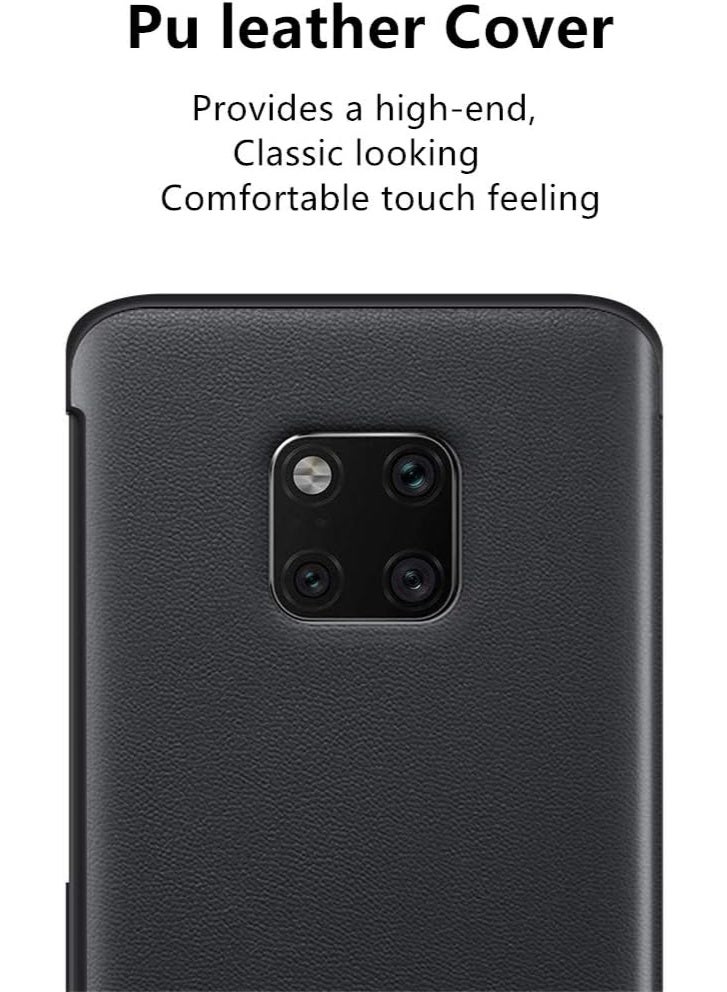 erorex Smart View Flip Case for Huawei Mate 20 X 4G 5G Slim PU Leather Smart Cover with Smart View Window and Auto Screen Sleep Wake for Huawei Mate 20 X Black - Image 2