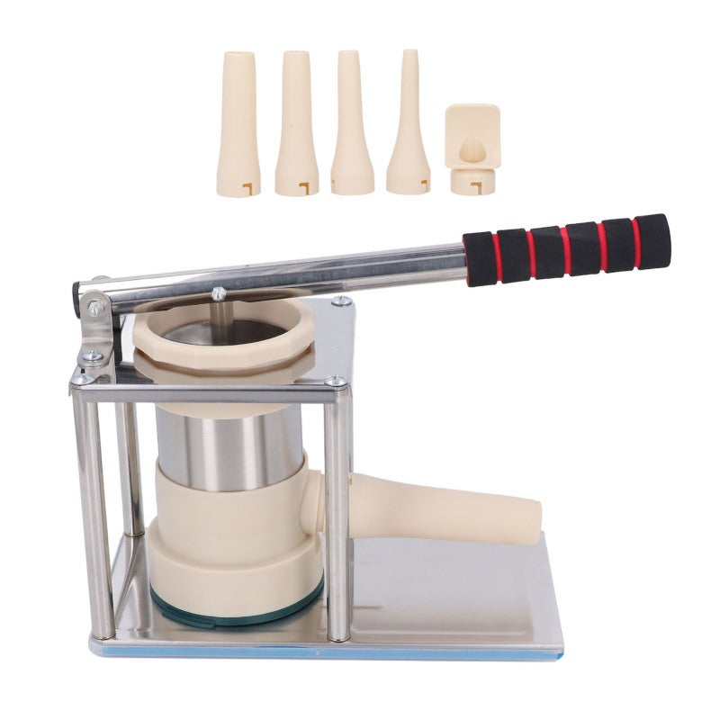 Aluminum Alloy Sausage Stuffer: 4 Stuffing Tubes - Space Saving Vertical Design, Even Filling Manual Sausage Maker for Home Kitchen Homemade Sausage Making - Image 1